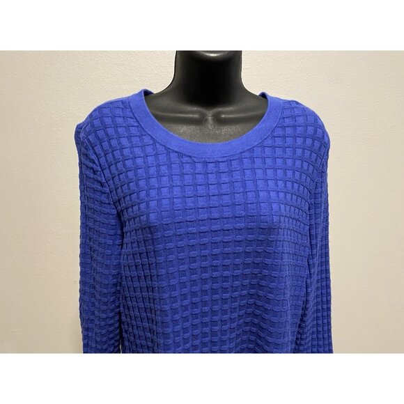 Lands End  Outfitters sweater Womens Size L 3/4 Sleeve Pullover Blue - Picture 2 of 8